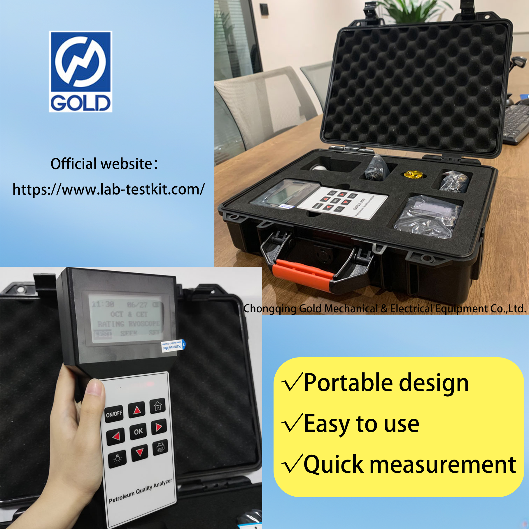 ASTM D2699 Portable Gasoline Octane Number dan Diesel Cetane Number Analyzer ASTM D4737